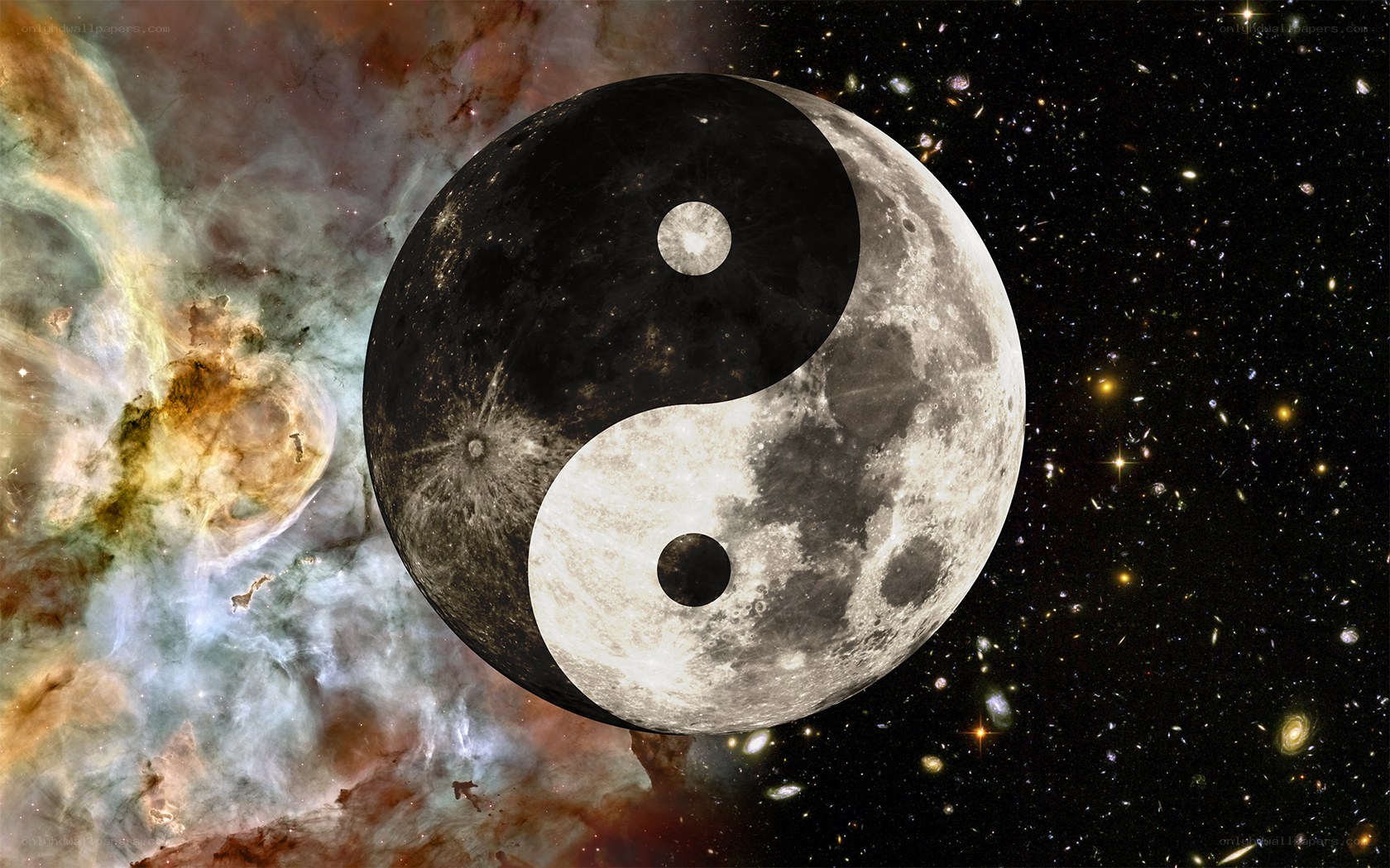 Yin-yang moon in space