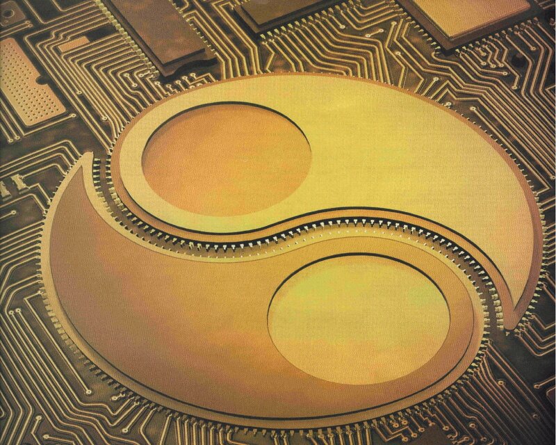 Yin-yang on circuit board