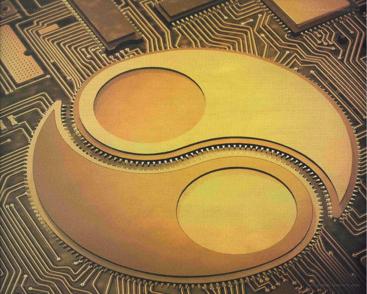 Yin-yang on circuit board