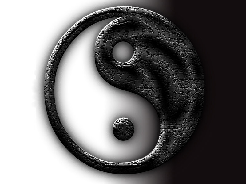 Yin-yang Symbol — Black, Balanced, 3d Render