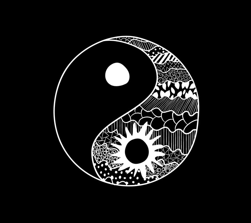 Yin-yang Symbol — Black, Balanced, Illustration, Sun