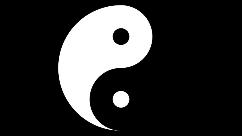 Yin-yang Symbol — Black, Balanced, Minimalist, Black Background