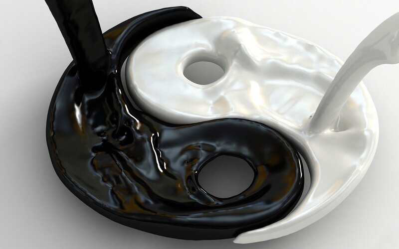 Yin-yang Symbol — Black, Calm, 3d Render
