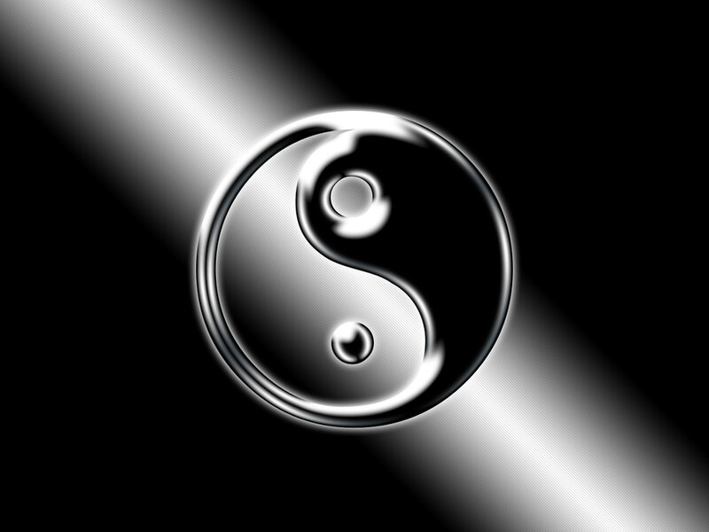 Yin-yang Symbol — Black, Dramatic, Digital Art, Light Beam