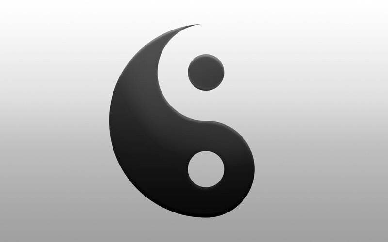 Yin-yang Symbol — Black, Neutral, 3d Render