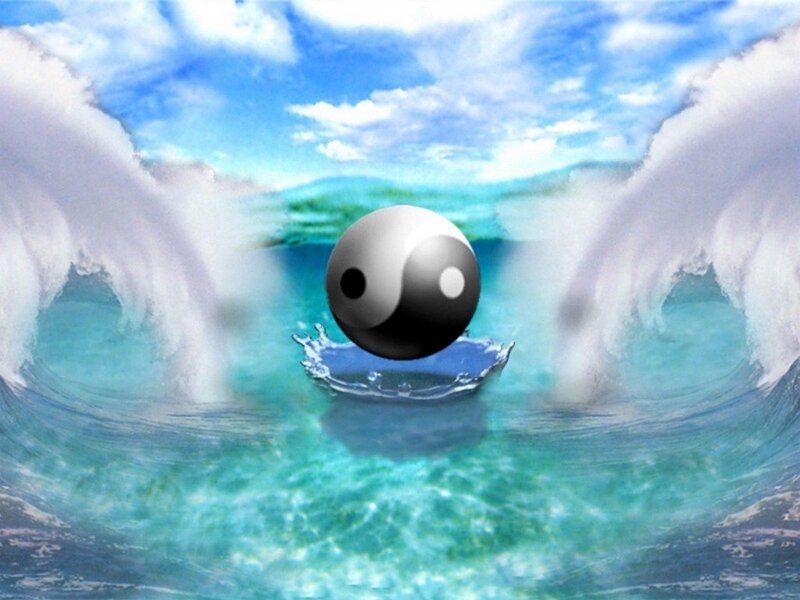Yin-yang Symbol in Water — Blue