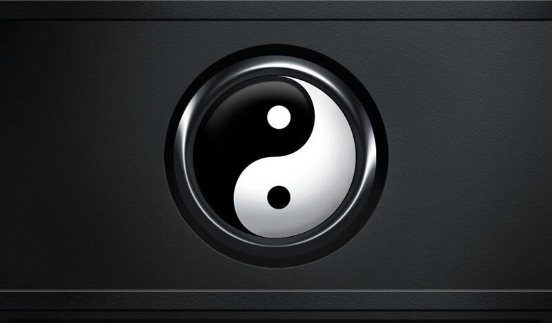 yin-yang symbol on black