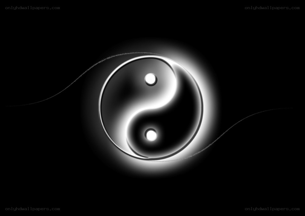 yin-yang symbol on black