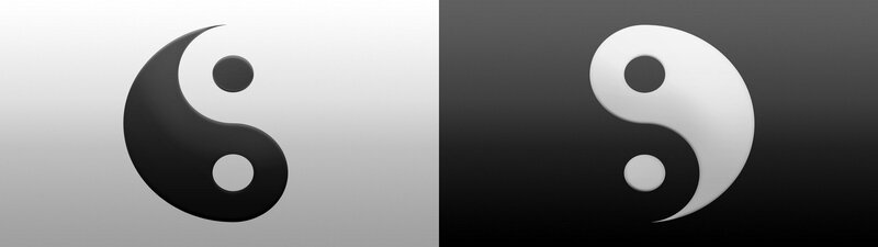 yin-yang symbol on black and white