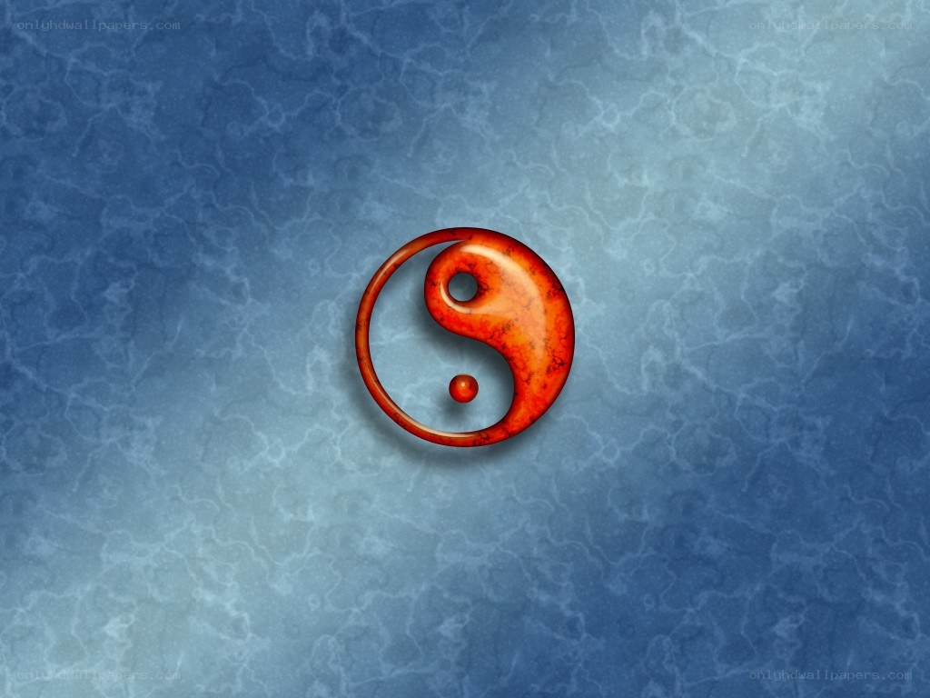 Yin-yang symbol on blue background