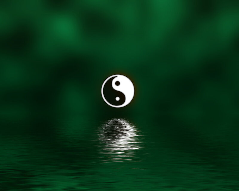 Yin-yang symbol on water