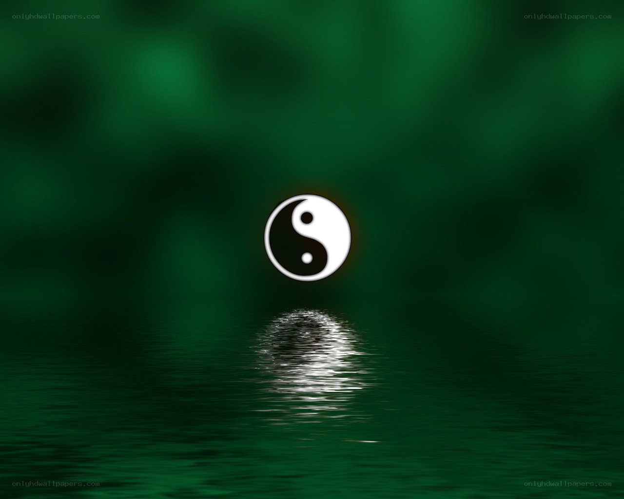 Yin-yang symbol on water