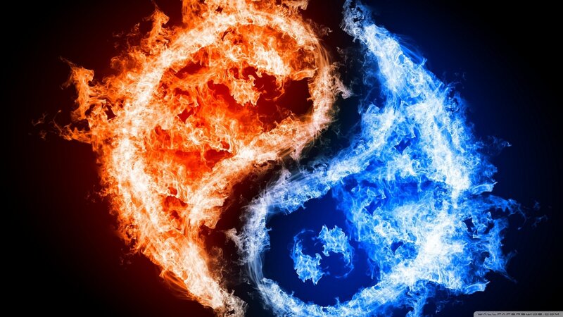 Yin-yang Symbol — Orange, Dramatic, Digital Art, Fire