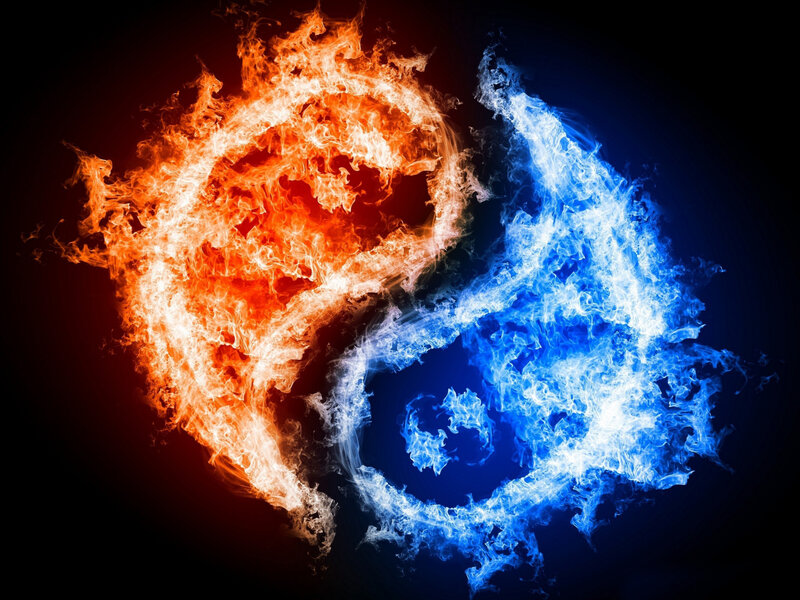 Yin-yang Symbol — Orange, Dramatic, Digital Art