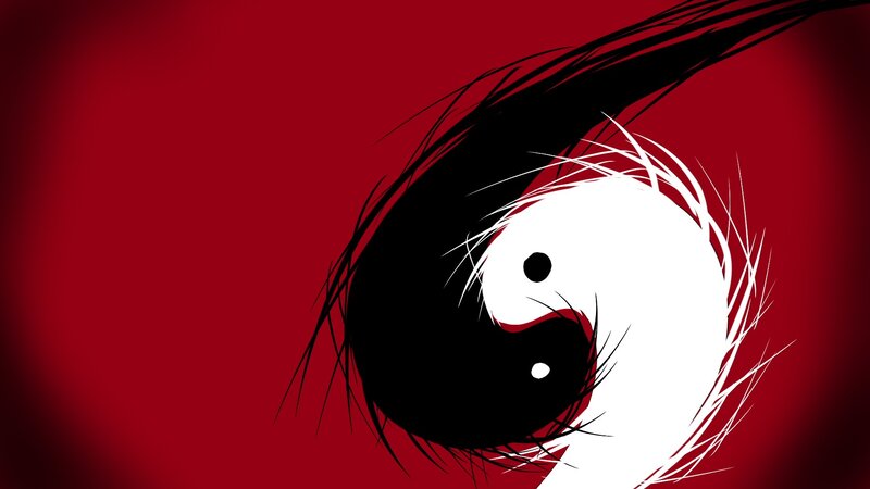 Yin-yang Symbol — Red, Dramatic, Digital Art, Red Background