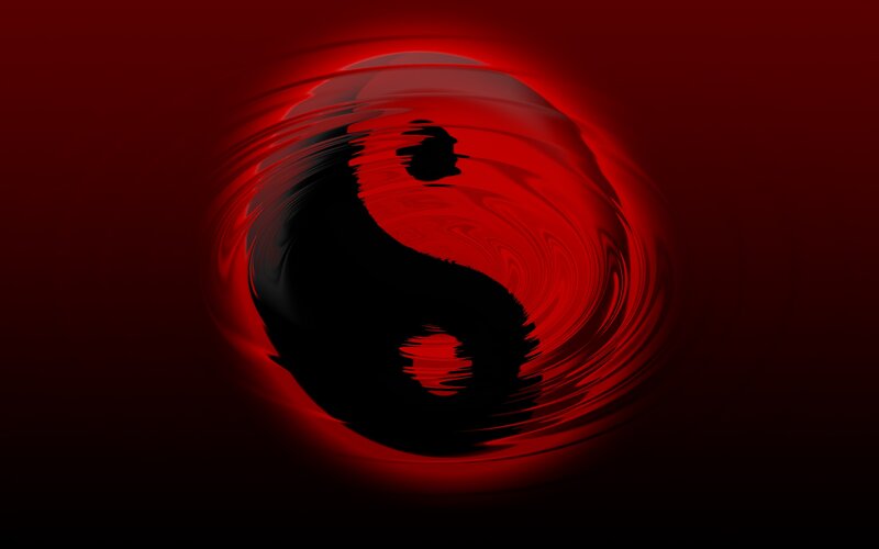 Yin-yang Symbol — Red, Dramatic, Digital Art, Red Swirl