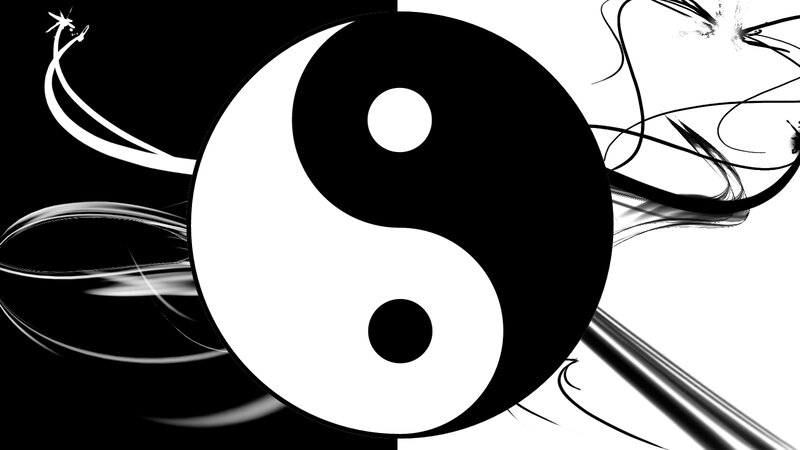 yin yang symbol with abstract design