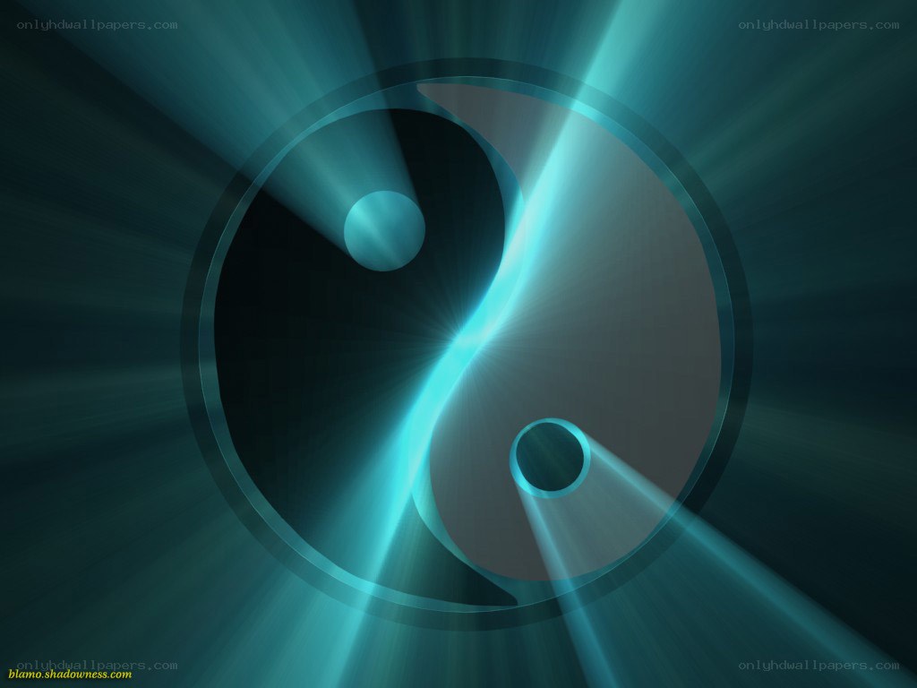 Yin-yang symbol with blue light