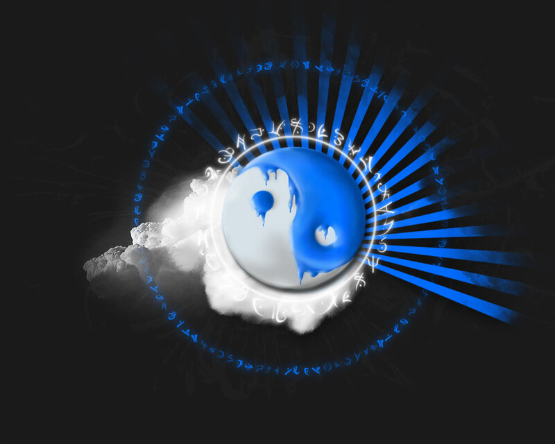Yin-yang Symbol with Clouds