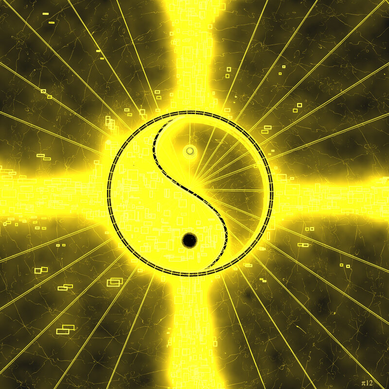 Yin-yang symbol with digital effects