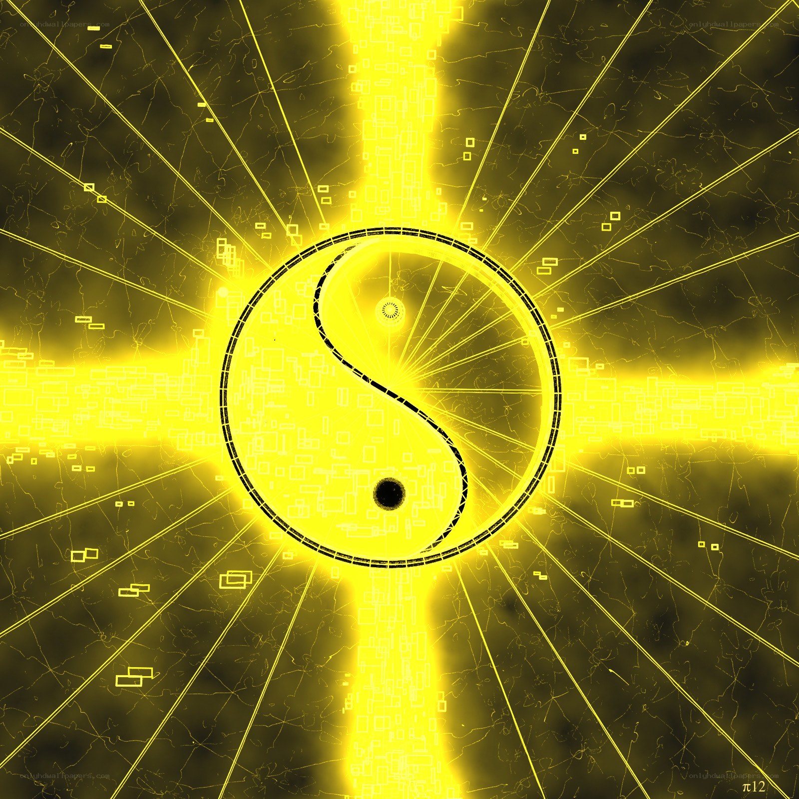 Yin-yang symbol with digital effects