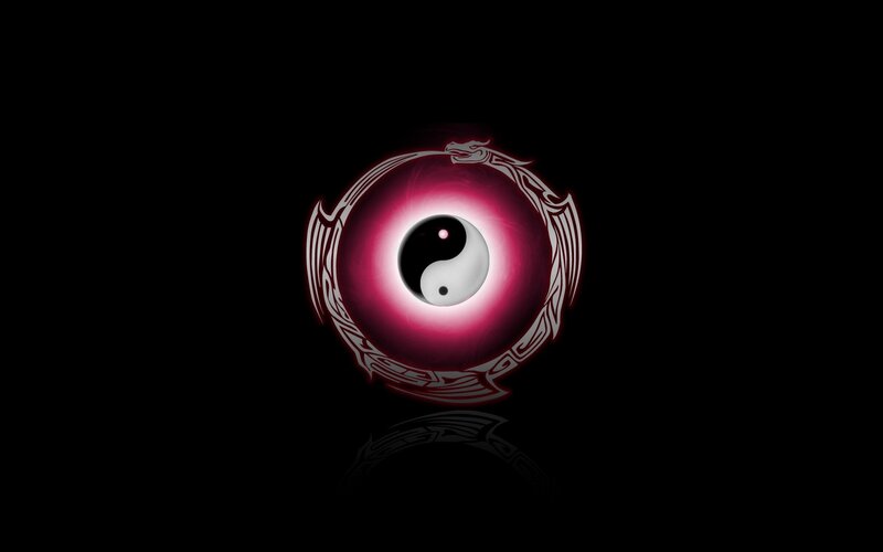 Yin-yang Symbol with Dragon — Black, Mystical