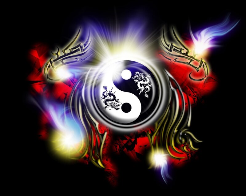 Yin-yang Symbol with Dragons — Black
