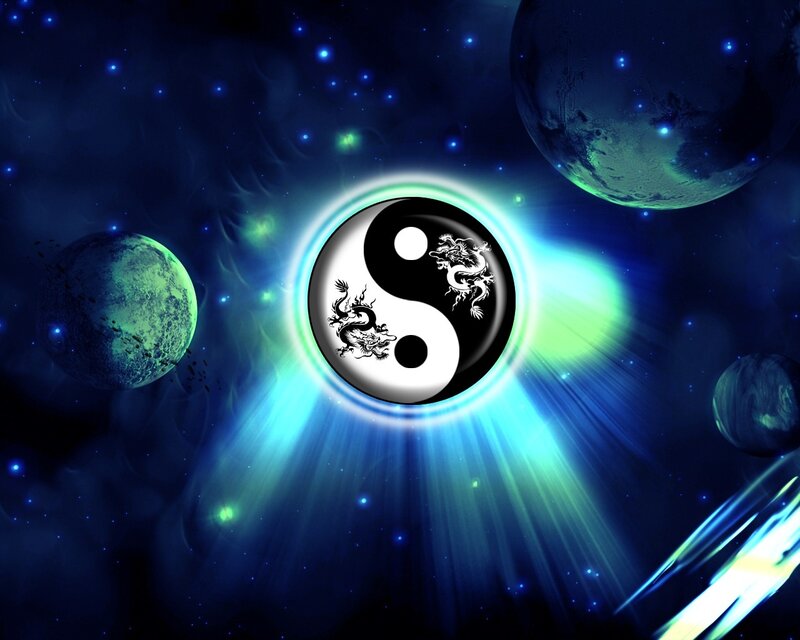 Yin-yang Symbol with Dragons — Blue