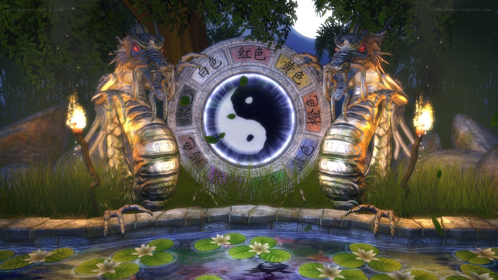 yin-yang symbol with dragons