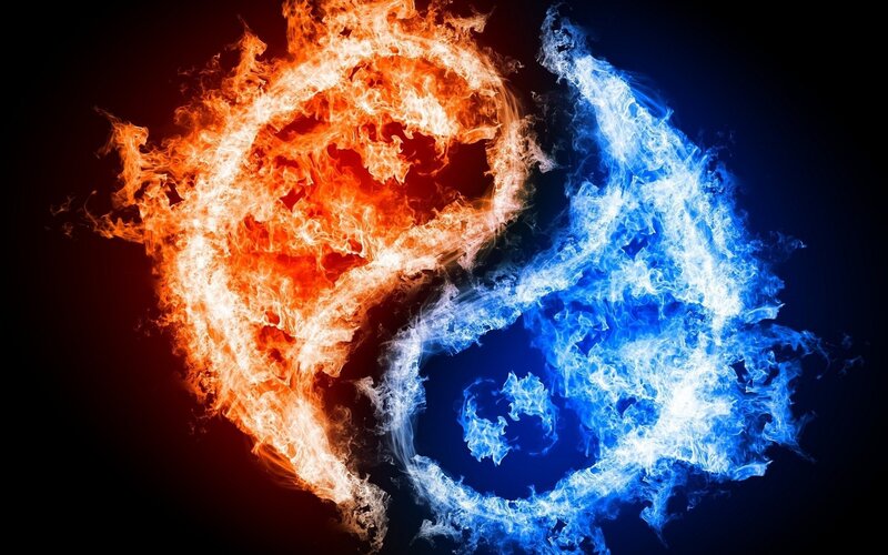 Yin-yang Symbol with Fire — Orange