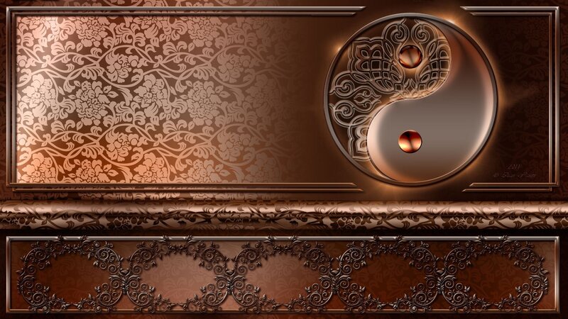 Yin-yang Symbol with Floral Pattern