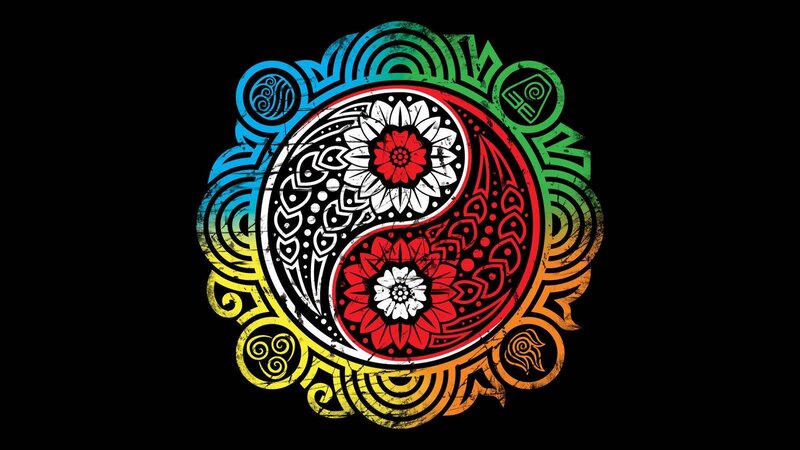Yin-yang Symbol with Flowers