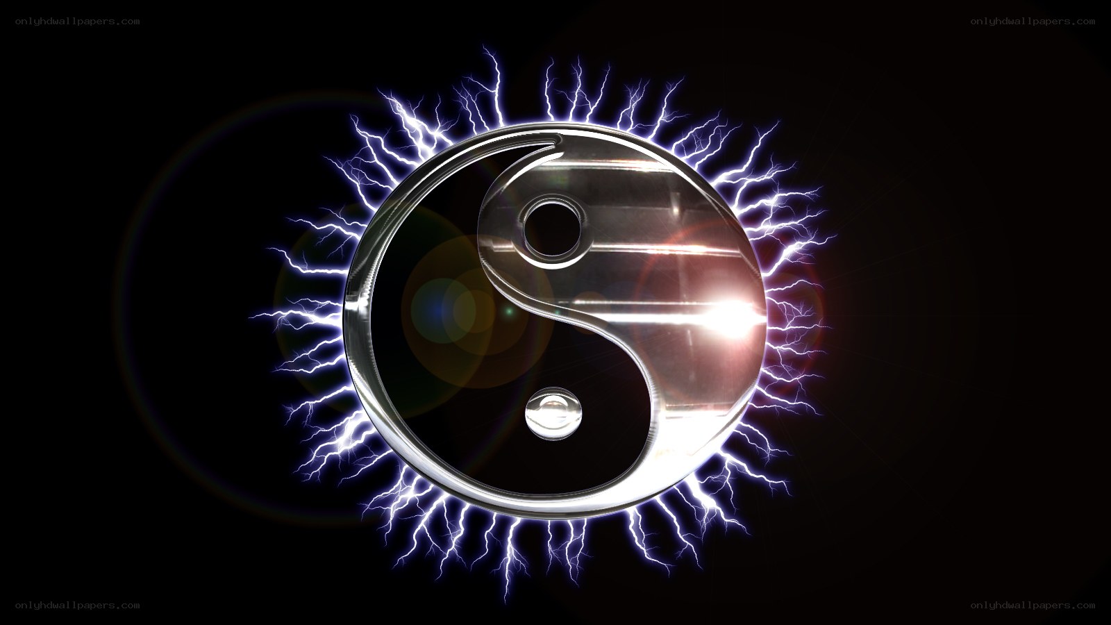 Yin-yang symbol with lightning