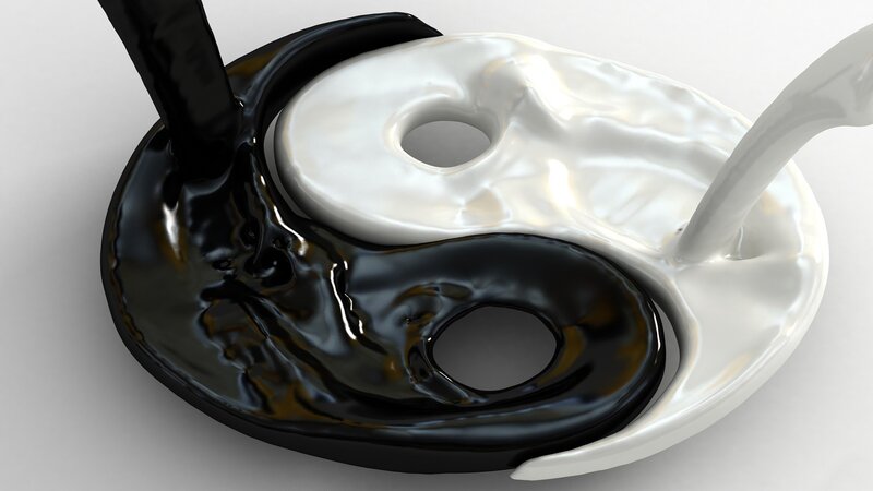 Yin-yang Symbol with Liquids — Black, Calm