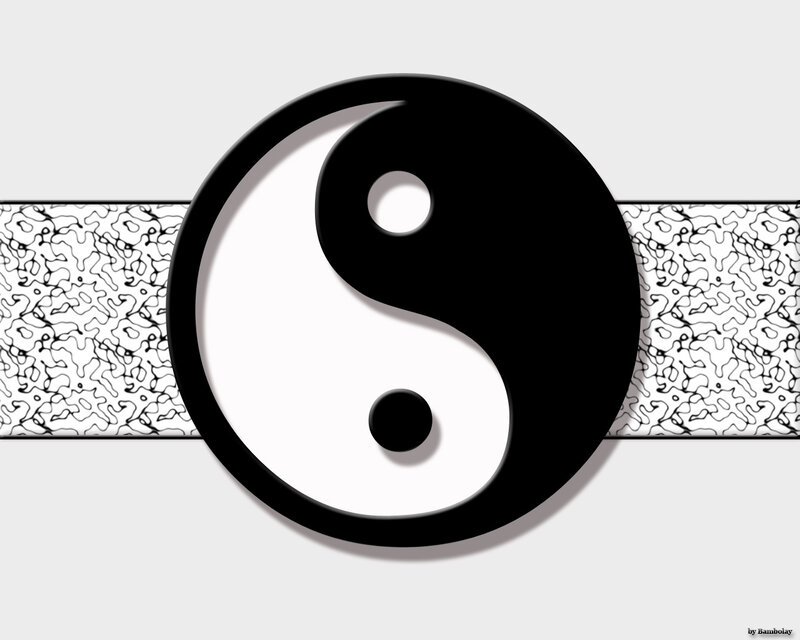 Yin-yang symbol with patterned background