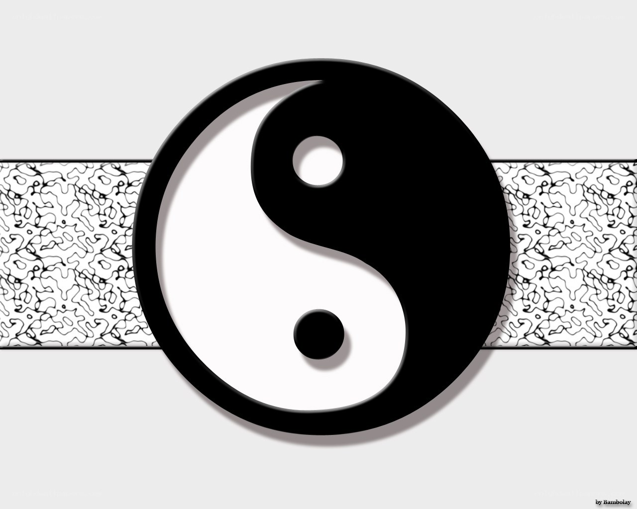 Yin-yang symbol with patterned background