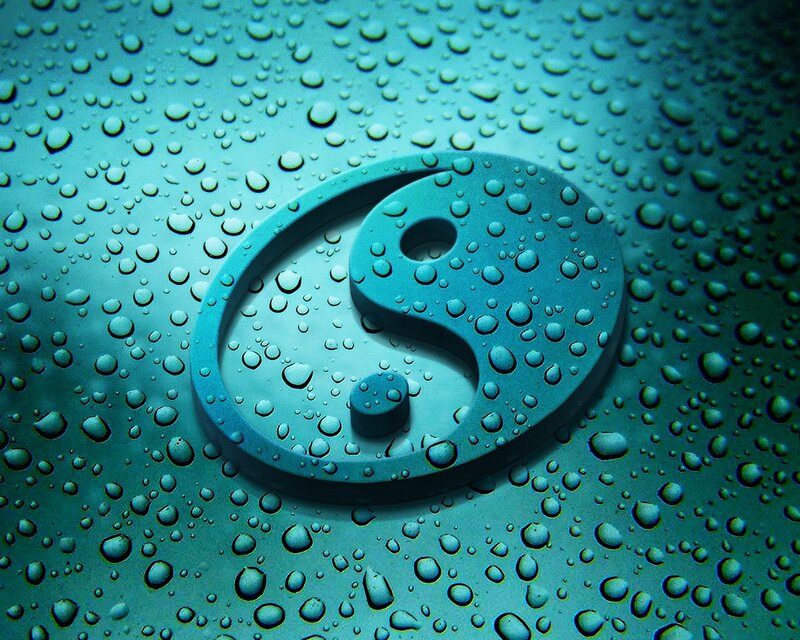Yin-yang symbol with water droplets