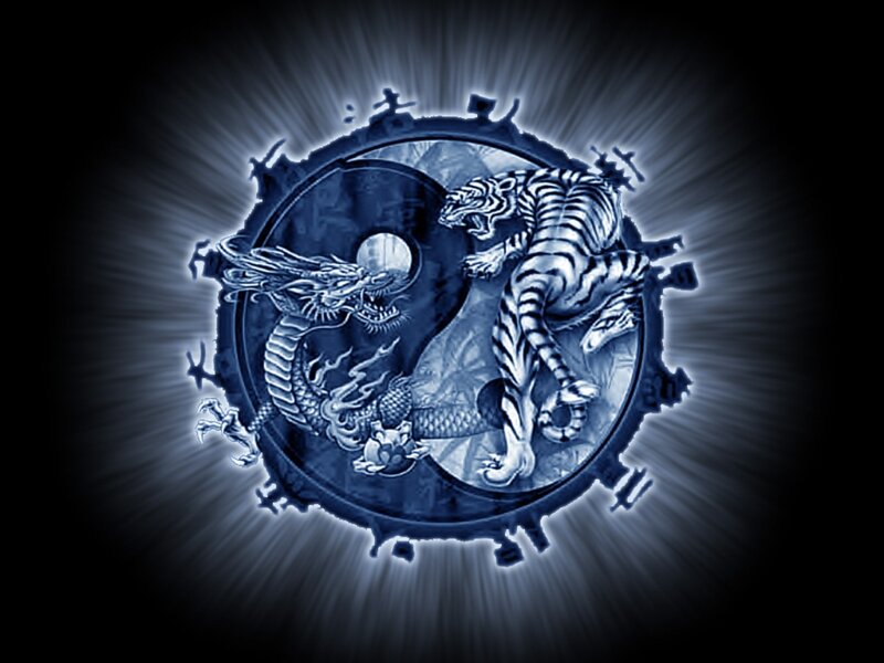 Yin-Yang with Dragon and Tiger