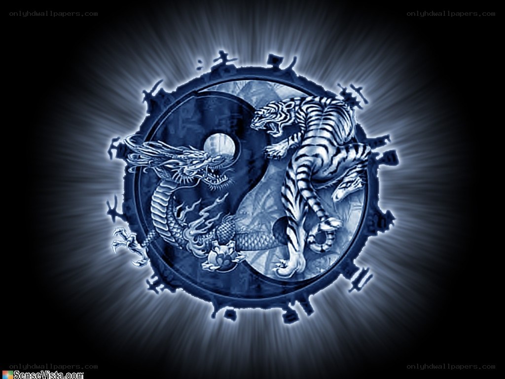 Yin-Yang with Dragon and Tiger