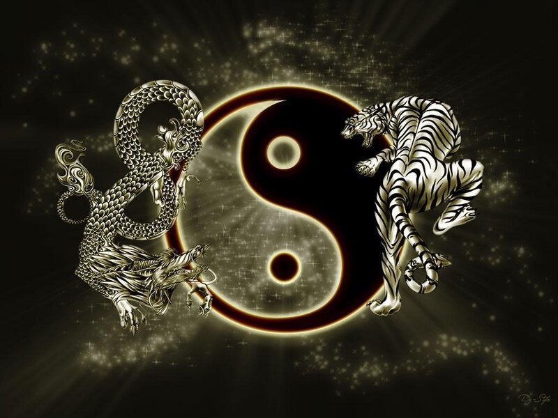Yin-Yang with Dragon and Tiger