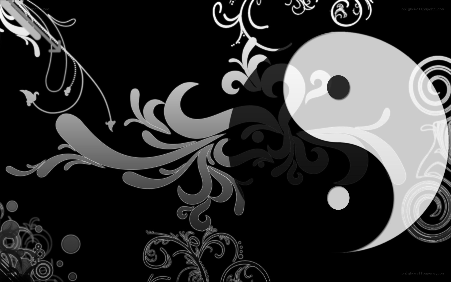 yin yang with floral design