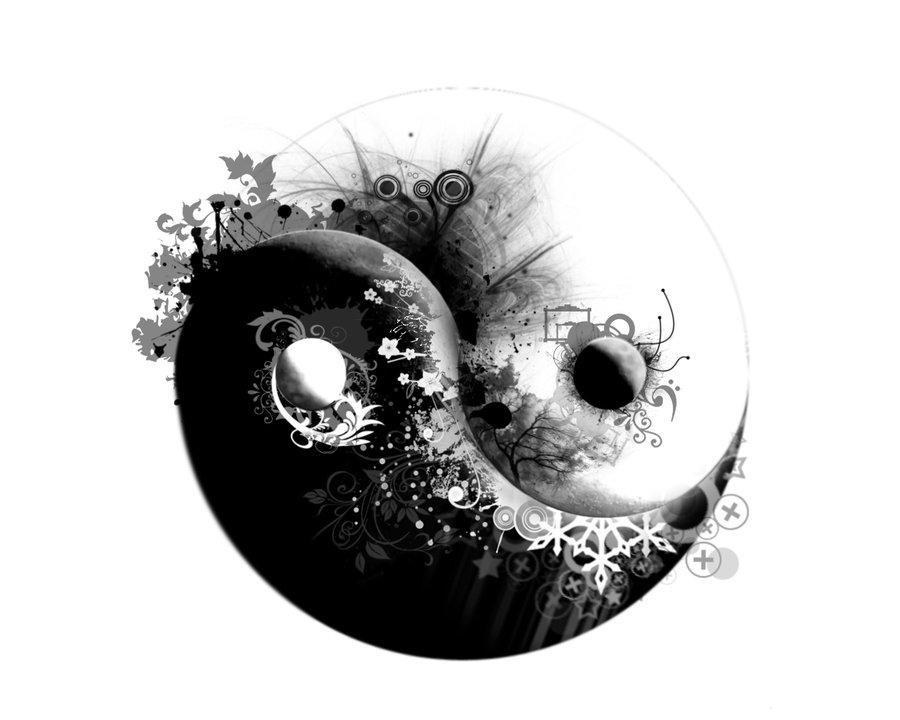 yin yang with floral design