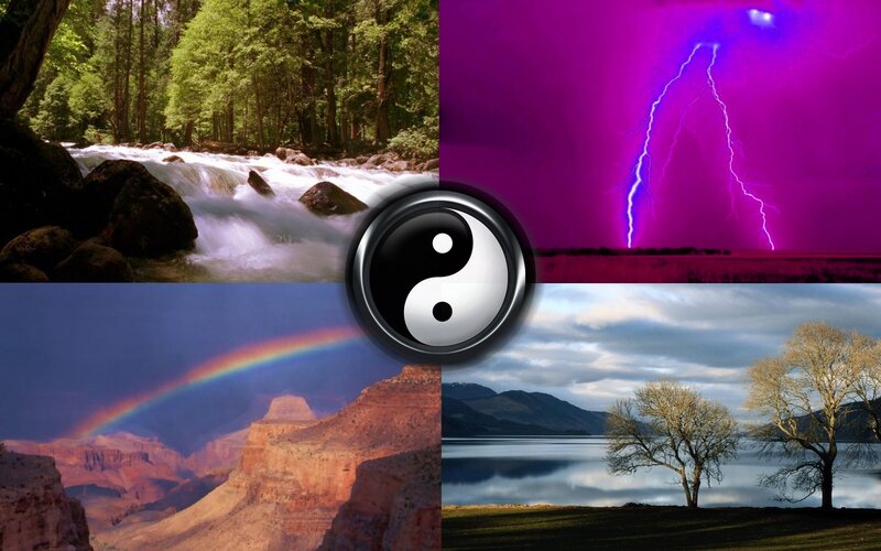 Yin-yang with nature scenes