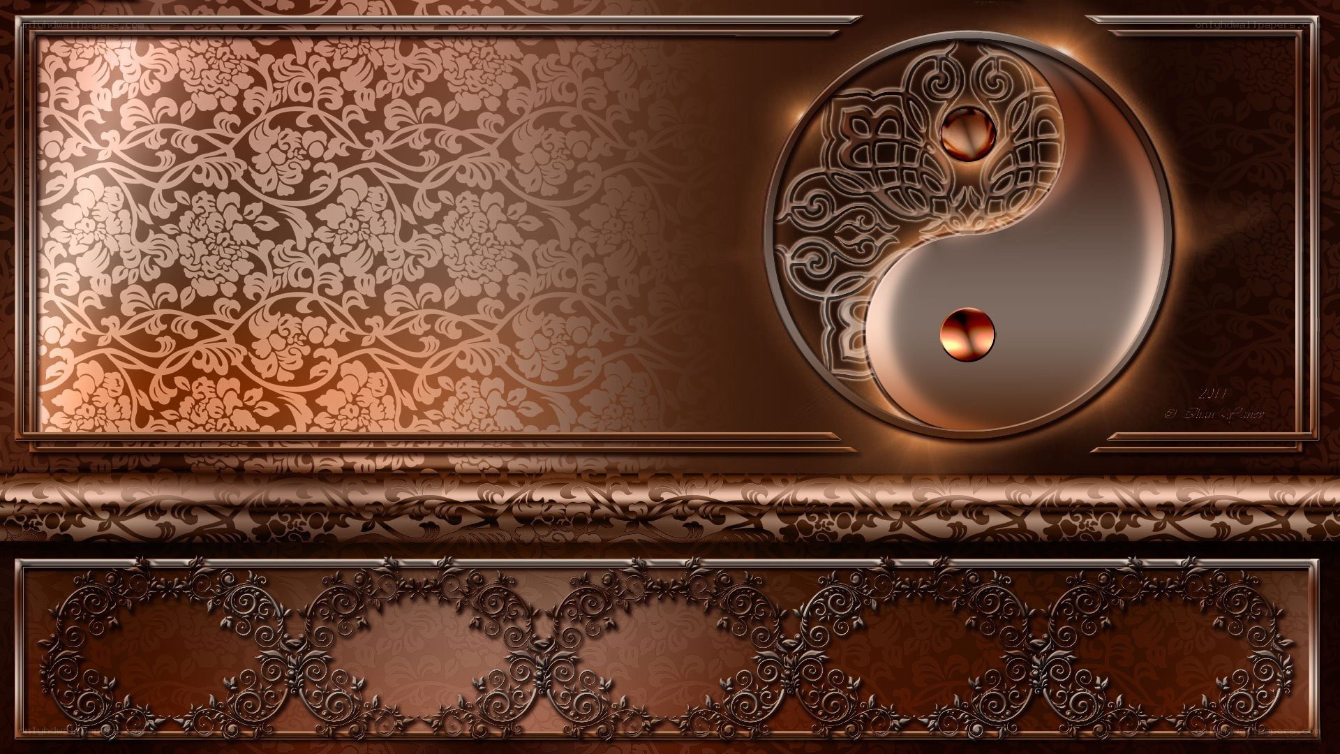Yin-Yang with ornate patterns