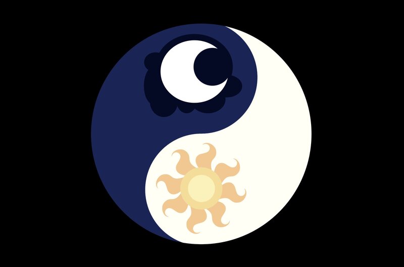 yin yang with sun and moon