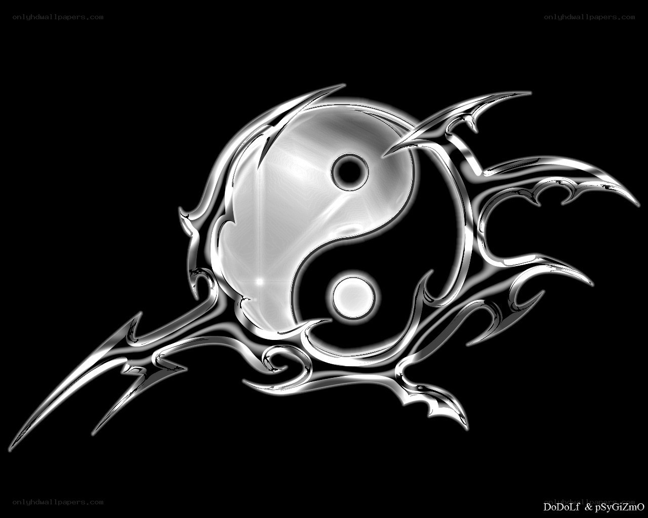 Yin-yang with tribal design