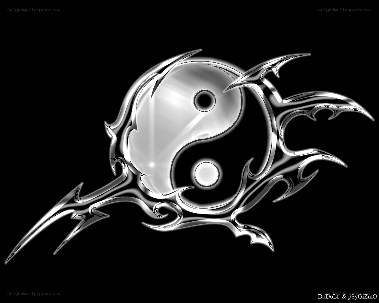 Yin-yang with tribal design