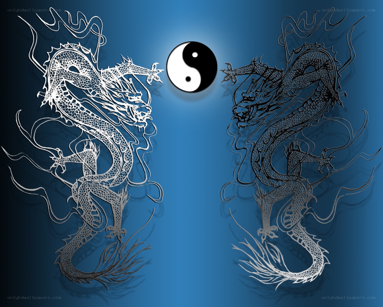 Yin-yang with two dragons