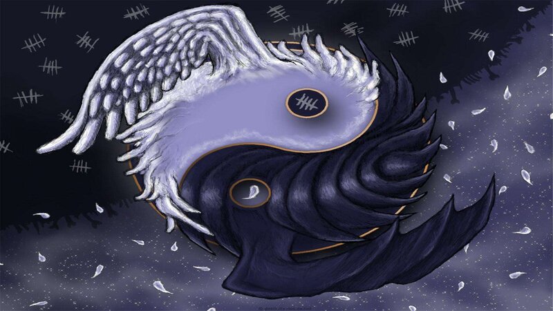 Yin-yang with Wings — Purple