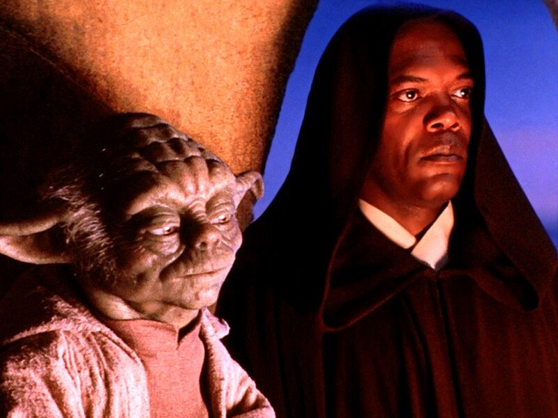 Yoda and Mace Windu in a scene